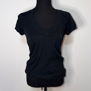 James Perse Women's Black V-Neck Short Sleeve Tee